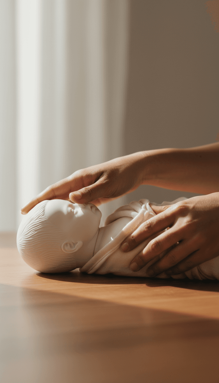 Newborn swaddling technique demonstration